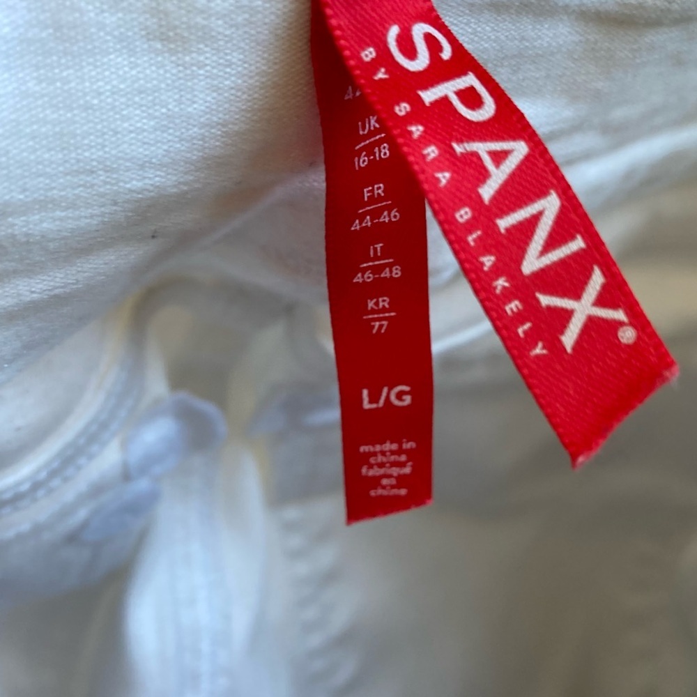 🥥 SPANX White High Rise Cropped Wide Leg Pants Ankle Length L - Picture 9 of 11